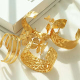 Flower 18K Gold Anti Tarnish Bracelet Cuff Kada For Women