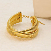 Dual layer Snake 18K Gold Anti Tarnish Stainless Steel Bracelet For Women
