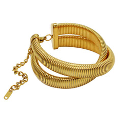 Dual layer Snake 18K Gold Anti Tarnish Stainless Steel Bracelet For Women