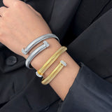 Snake American Diamond 18K Gold Anti Tarnish Stainless Steel Bracelet Kada For Women