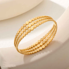 Triple Ball Layer 18K Gold Anti Tarnish Stainless Steel Openable Kada For Women