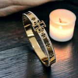 18K Gold Black Cubic Zirconia Anti Tarnish Stainless Steel Kada Bracelet For Women