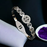 Silver Cubic Zirconia Anti Tarnish Stainless Steel Kada Bracelet For Women