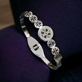 Silver Cubic Zirconia Anti Tarnish Stainless Steel Kada Bracelet For Women