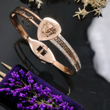 Medusa 18K Rose Gold Cubic Zirconia Anti Tarnish Stainless Steel Kada Bracelet For Women