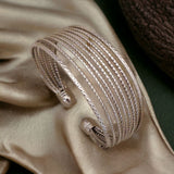 Layer Silver Anti Tarnish Cuff Bracelet For Women