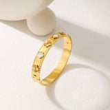 Clover 18K Gold Mother Of Pearl Anti Tarnish Stainless Steel Openable Kada Bracelet For Women