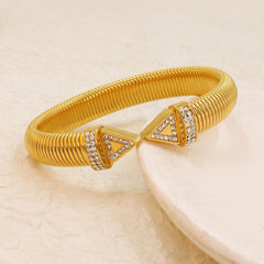 Snake Cobra 18K Gold Cubic Zirconia Anti Tarnish Stainless Steel Cuff Kada Bracelet For Women