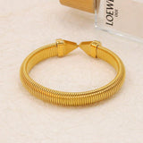 Snake Cobra 18K Gold Cubic Zirconia Anti Tarnish Stainless Steel Cuff Kada Bracelet For Women