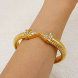 Snake Cobra 18K Gold Cubic Zirconia Anti Tarnish Stainless Steel Cuff Kada Bracelet For Women