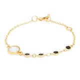 Copper Cubic Zirconia Gold Black Charm Link Chain Bracelet Women