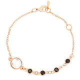 Copper Cubic Zirconia Gold Black Charm Link Chain Bracelet Women