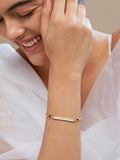 Copper princess Cut Cubic Zirconia Gold Black Link Chain ID Bracelet Women