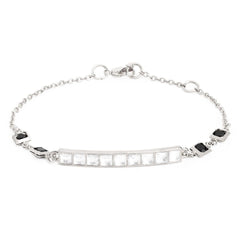 Copper princess Cut Cubic Zirconia Gold Black Link Chain ID Bracelet Women