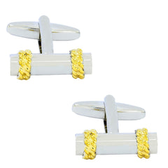 Glossy Silver Gold Cufflinks In Box
