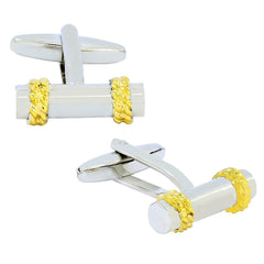 Glossy Silver Gold Cufflinks In Box