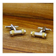 Glossy Silver Gold Cufflinks In Box
