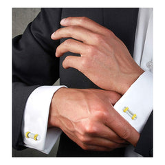Glossy Silver Gold Cufflinks In Box Group2