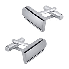 Matte Silver Black Cufflinks In Box