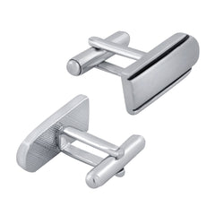 Matte Silver Black Cufflinks In Box
