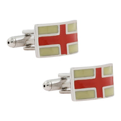 Rectangle Red Green Swiss Cufflinks In Box