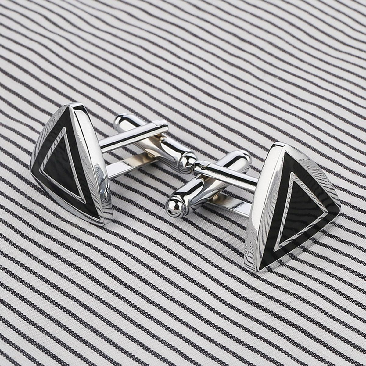Triangle Black Cufflinks In Box