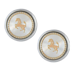 Silver Ferrari Prancing Horse Cufflinks In Box