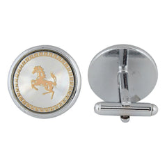 Silver Ferrari Prancing Horse Cufflinks In Box