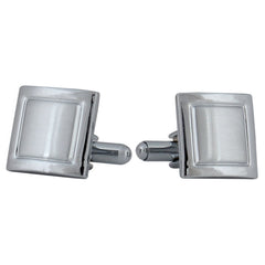 Square Silver Matte Cufflinks In Box
