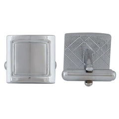 Square Silver Matte Cufflinks In Box