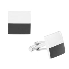 Square Black Checks Cufflinks In Box