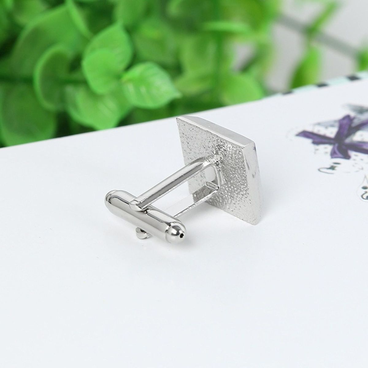 Square Blue Crystal Cufflinks In Box