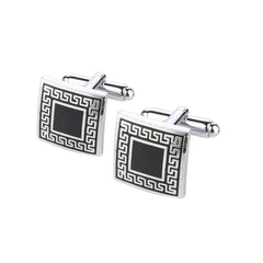 Square Black Stripes Cufflinks In Box