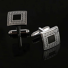 Square Black Stripes Cufflinks In Box