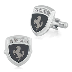 Fancy Black Ferrari Horse Cufflinks In Box