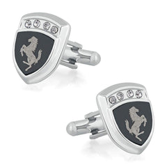 Fancy Black Ferrari Horse Cufflinks In Box