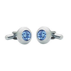 Round Blue Crystal Cufflinks In Box
