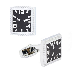 Square Black Clock Watch Cufflinks In Box