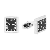 Square Black Clock Watch Cufflinks In Box