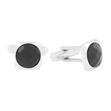 Square Black Crystal Cufflinks In Box