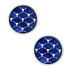 Round Blue Network Cufflinks In Box