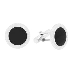 Round Black Crystal Cufflinks In Box