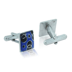 Square Blue Circles Cufflinks In Box