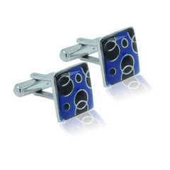 Square Blue Circles Cufflinks In Box