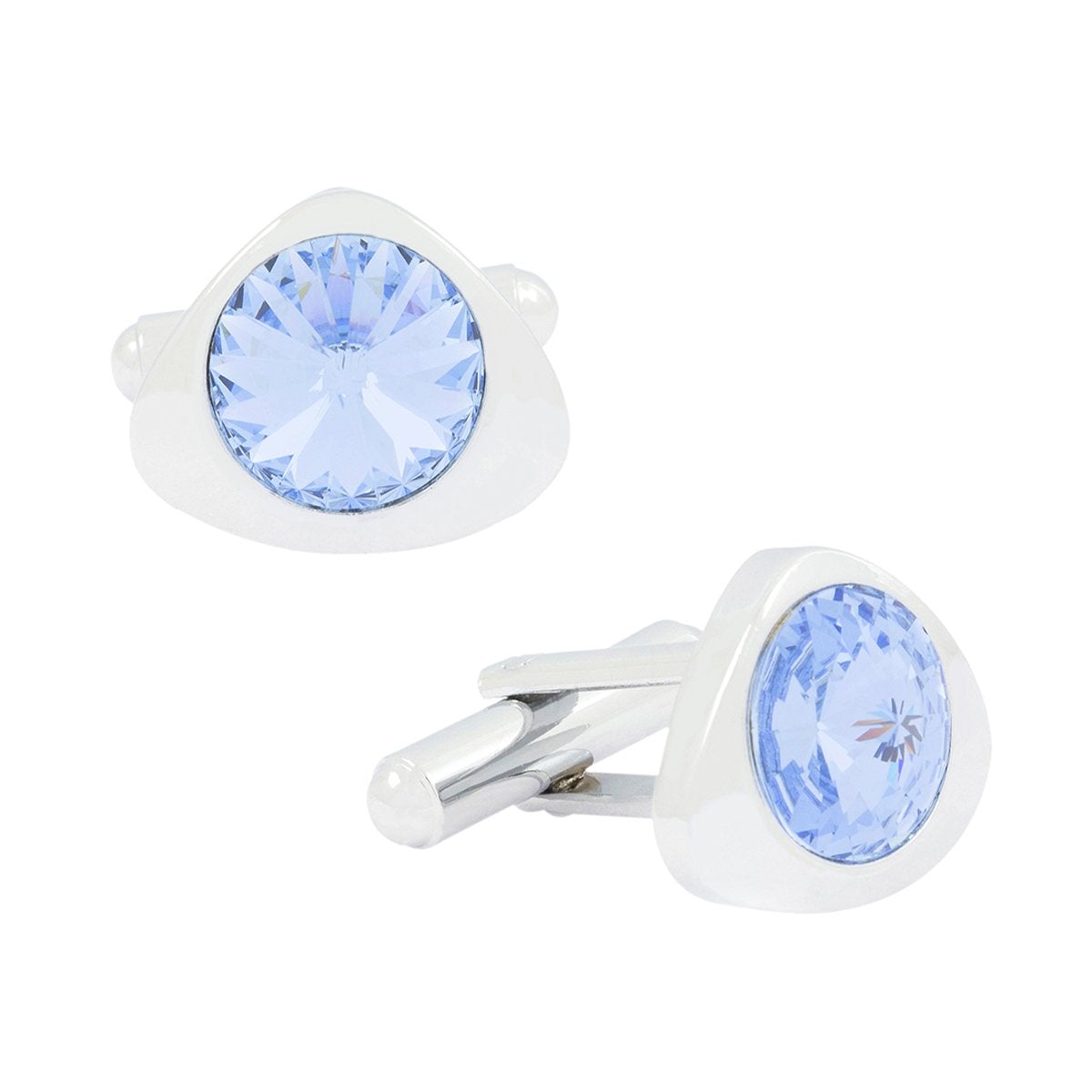 Triangle Blue Crystal Cufflinks In Box