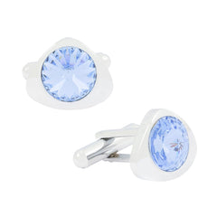 Triangle Blue Crystal Cufflinks In Box