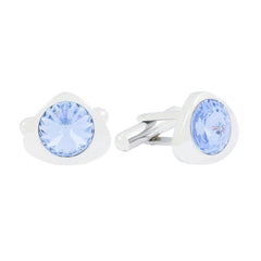 Triangle Blue Crystal Cufflinks In Box