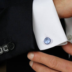 Triangle Blue Crystal Cufflinks In Box