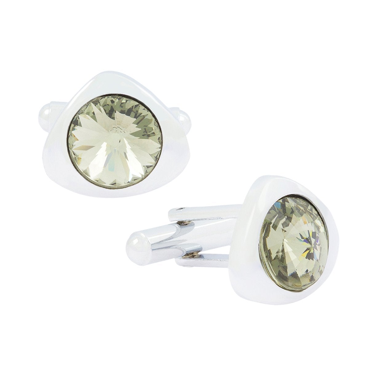Triangle Grey Crystal Cufflinks In Box