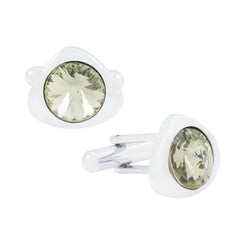 Triangle Grey Crystal Cufflinks In Box